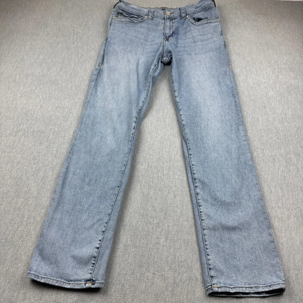 True Religion Jeans Mens 34 Blue Ricky Relaxed Straight Flap Pocket Light Wash